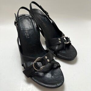 KENNETH COLE Cityline Black Leather Slingback Sandals Size 8.5